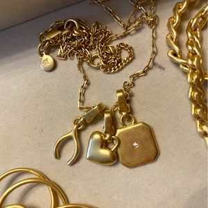 Madewell Gold Three Charm Necklace with Box Chain